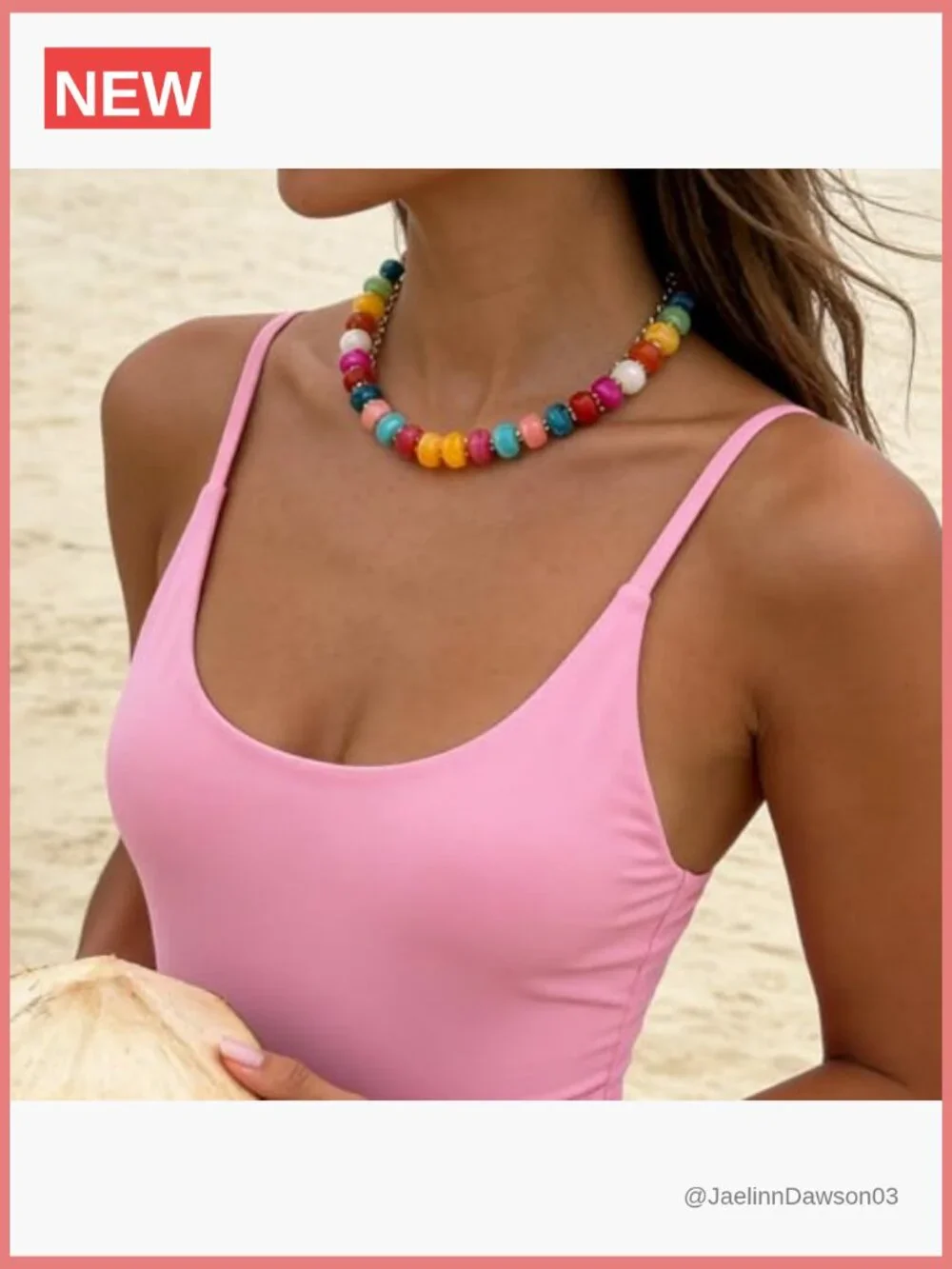 Chunky Beaded Statement Necklace Trendy Boho Resin Choker Handmade
